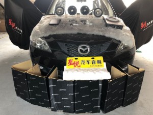 汕頭星悅汽車音響馬自達3升級四門隔音降噪音響改裝德國彩虹套餐3980元精湛調(diào)音技術(shù)打造非凡音效