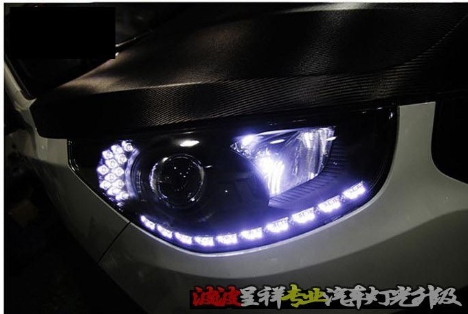 【新疆金科燈改】福特?？怂股?jí)龍鼎新款LED燈帶雙光透鏡總成