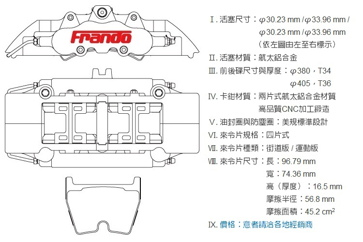 Frando大八活塞制动卡钳套装