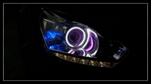奇瑞瑞虎大灯改装海拉3双光透镜 加装欧司朗D1S 4300K氙气灯 天使眼