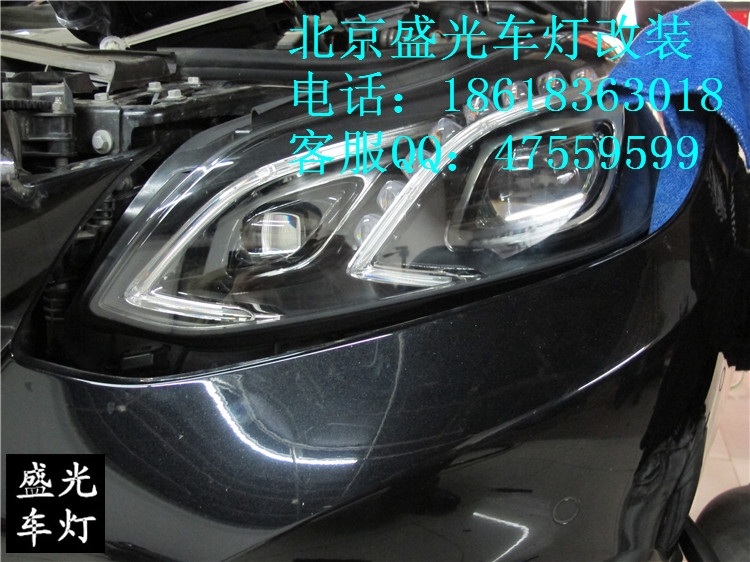 奔馳E260L完美編程升級原廠全LED大燈總成北京盛光車燈改裝