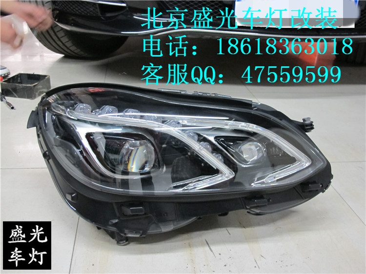 奔馳E260L完美編程升級原廠全LED大燈總成北京盛光車燈改裝