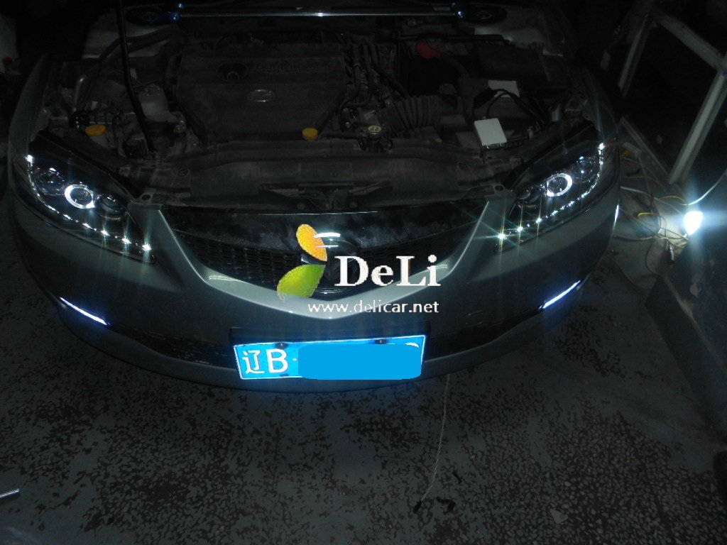 大連德利汽車改裝馬自達(dá)6改LED大燈總成LED霧燈，全車?yán)瓧U