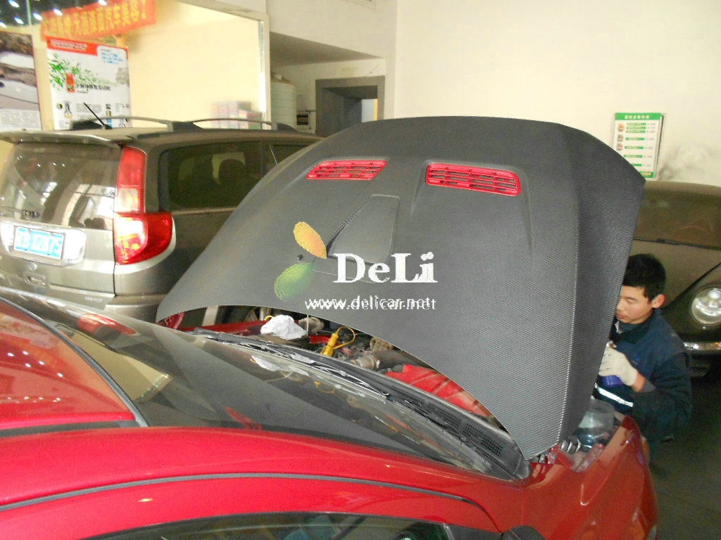 大連德利汽車改裝EVO改裝碳纖維機蓋HKS進氣