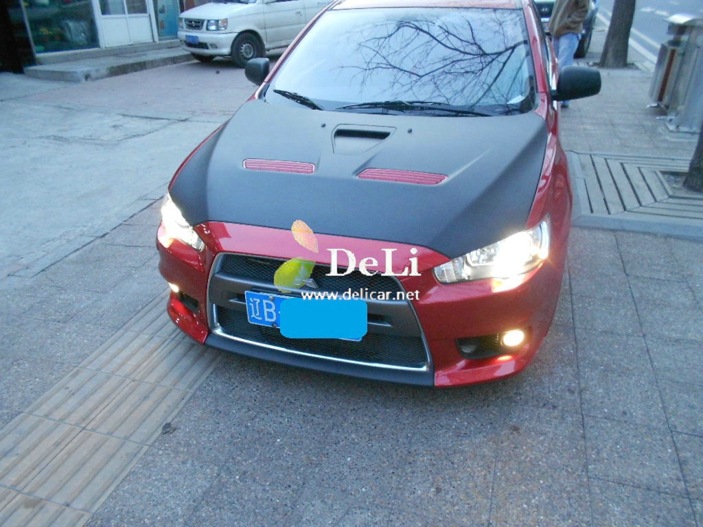 大連德利汽車改裝EVO改裝碳纖維機蓋HKS進氣