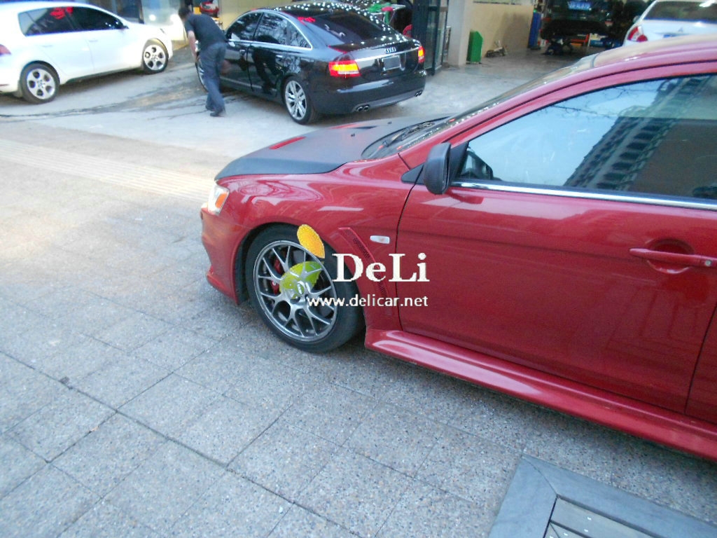 大連德利汽車改裝EVO改裝碳纖維機蓋HKS進氣