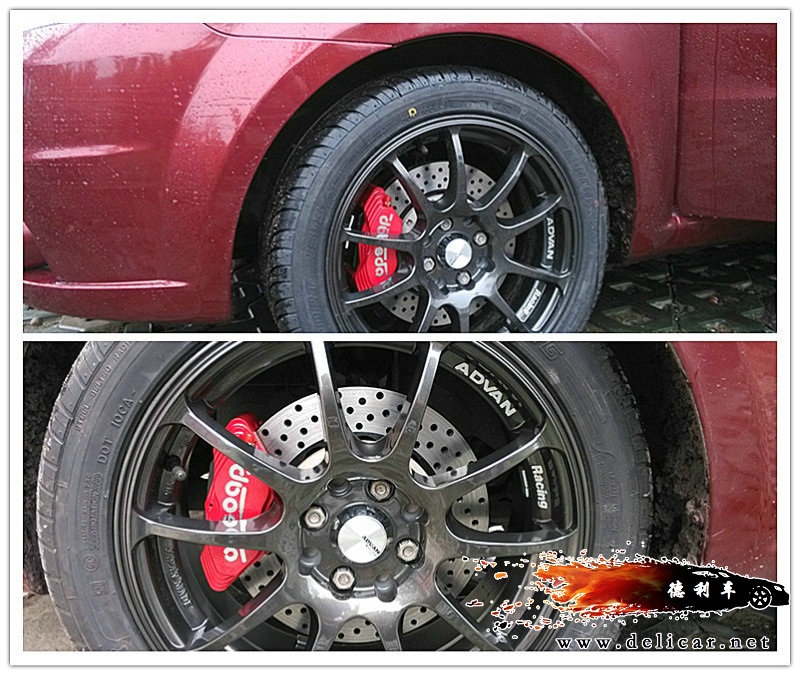 大連德利汽車改裝樂風(fēng)升級UPSOAR4P178卡鉗300mm剎車套裝作業(yè)