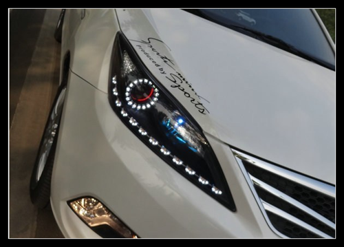 長(zhǎng)安逸動(dòng)大燈改裝直接當(dāng)婚車 加裝寶馬海拉3透鏡