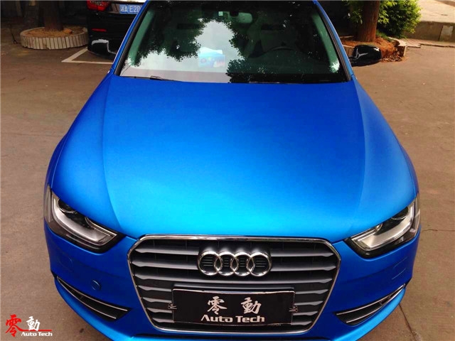 奧迪A4ECU升級 車身貼膜一太空鋁藍-長沙汽車改裝