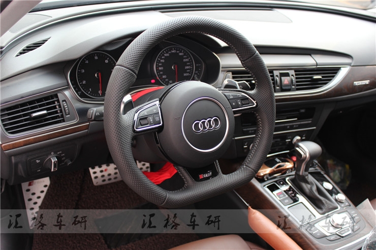 湖南長沙匯格車研汽車改裝奧迪A6多功能撥片定速巡航RS6方向盤/電鍍銀耳RS6反光后視鏡