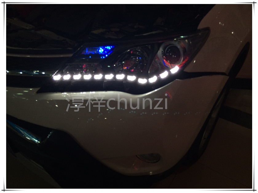 13款新RAV4大燈改裝LED淚眼 Q5雙光透鏡 加裝金世萊氙氣燈全套