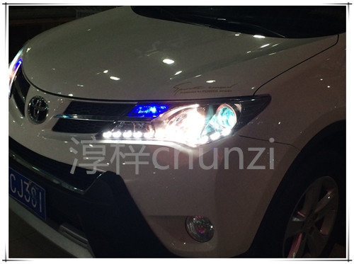 13款新RAV4大燈改裝LED淚眼 Q5雙光透鏡 加裝金世萊氙氣燈全套
