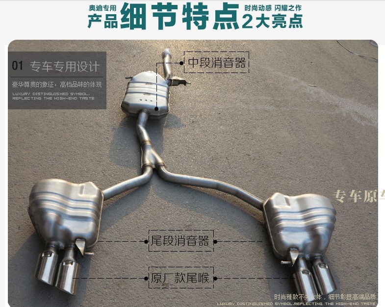 動感而清晰 深圳奧迪專業(yè)改裝奧迪A6l改裝S6四出排氣！