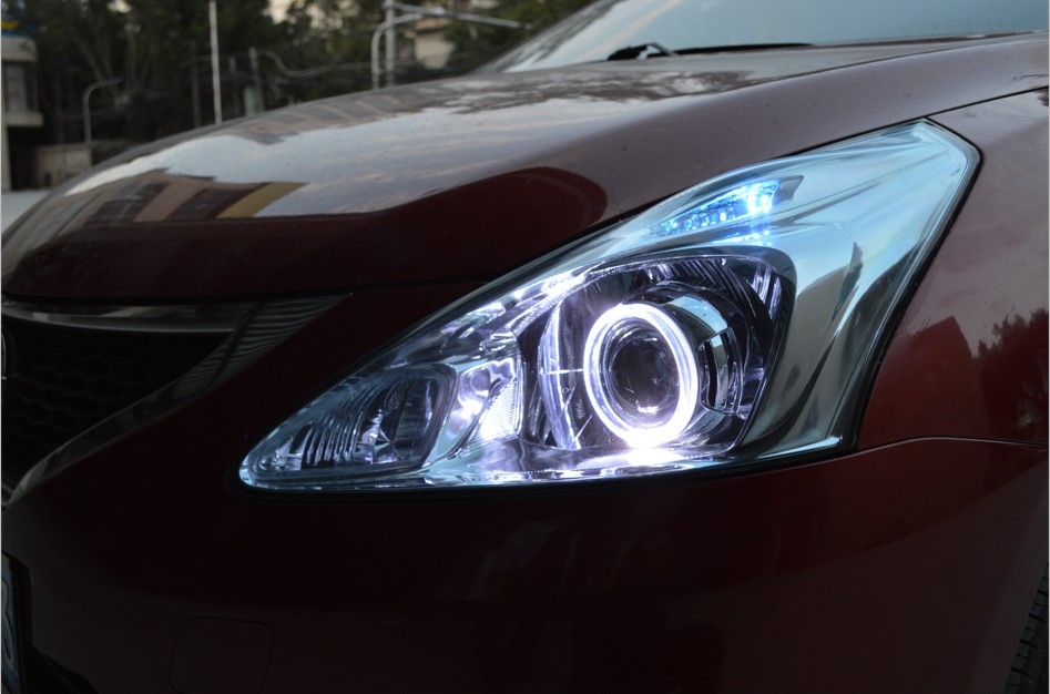 福建福州改燈，車燈升級透視鏡天使眼改裝，日產(chǎn)騏達(dá)大燈升級