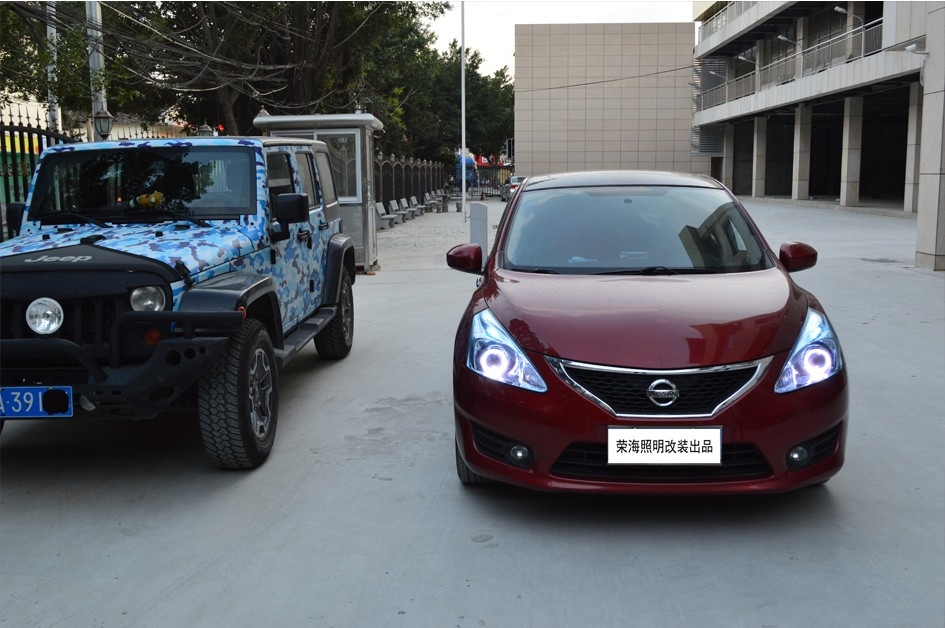 福建福州改燈，車燈升級透視鏡天使眼改裝，日產(chǎn)騏達(dá)大燈升級