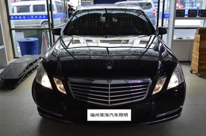 福建福州改燈、車燈升級(jí)透鏡天使眼改裝、奔馳E300L大燈升級(jí)