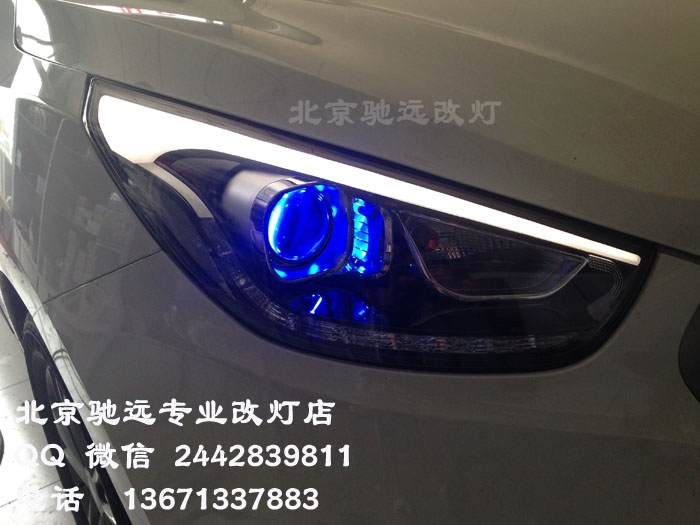 現(xiàn)代IX35 大燈改裝 透鏡 氙氣燈  惡魔眼 北京馳遠(yuǎn)改燈訂制改裝