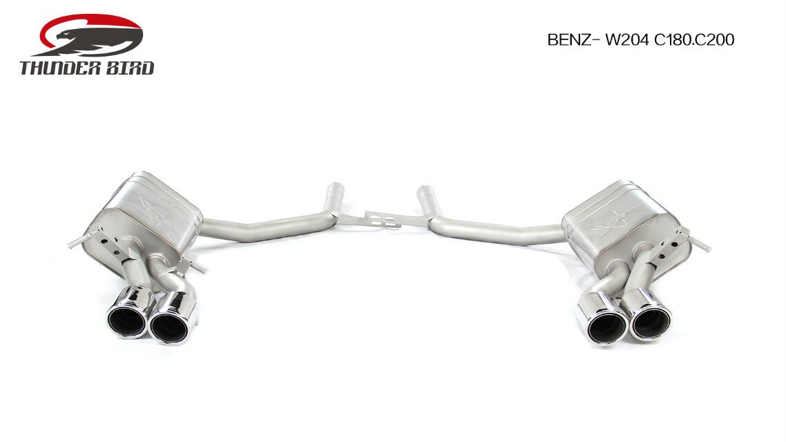 雷鳥排氣BENZ W204 奔馳C級 C180 C200雙邊四出不銹鋼排氣管中尾段