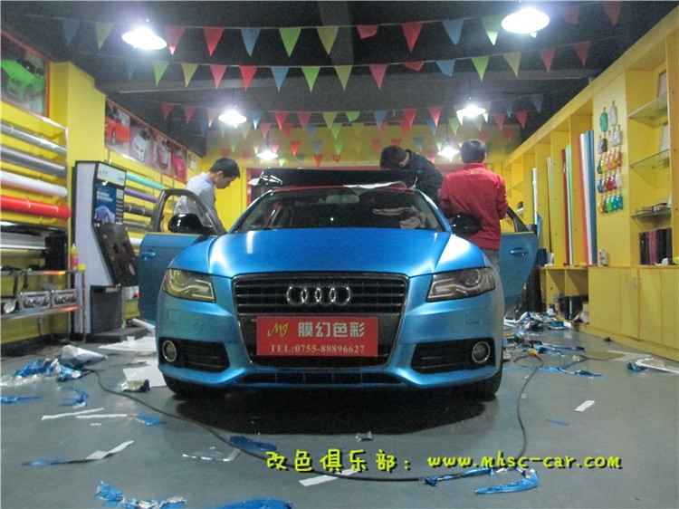 奧迪A4L全車(chē)改顏色 車(chē)身改色貼膜 深圳車(chē)衣裳膜幻色彩出品