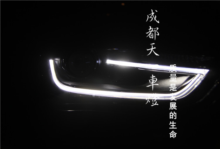 成都奧迪A4L改裝升級高配大燈LED日行燈總成（成都奧迪A4L低配改高配大燈）