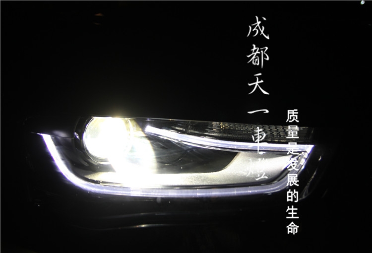 成都奧迪A4L改裝升級高配大燈LED日行燈總成（成都奧迪A4L低配改高配大燈）