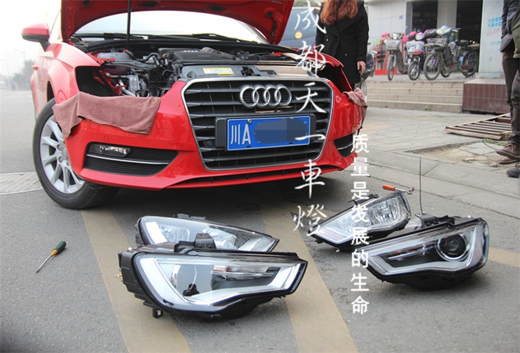 （西南首改）成都奧迪A3車燈改裝升級高配LED日行燈雙光透鏡氙氣燈總成|車燈奧迪A3改燈