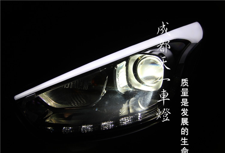 成都現(xiàn)代IX35車燈改裝升級Q5海拉雙光透鏡氙氣燈總成