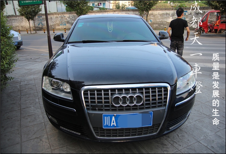 成都老款?yuàn)W迪A8車燈改裝海拉雙光透鏡歐司朗氙氣燈成都奧迪改燈