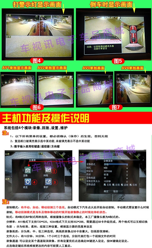 汽車360度全景行車記錄儀高清聲控夜視防盜倒車影像系統(tǒng)