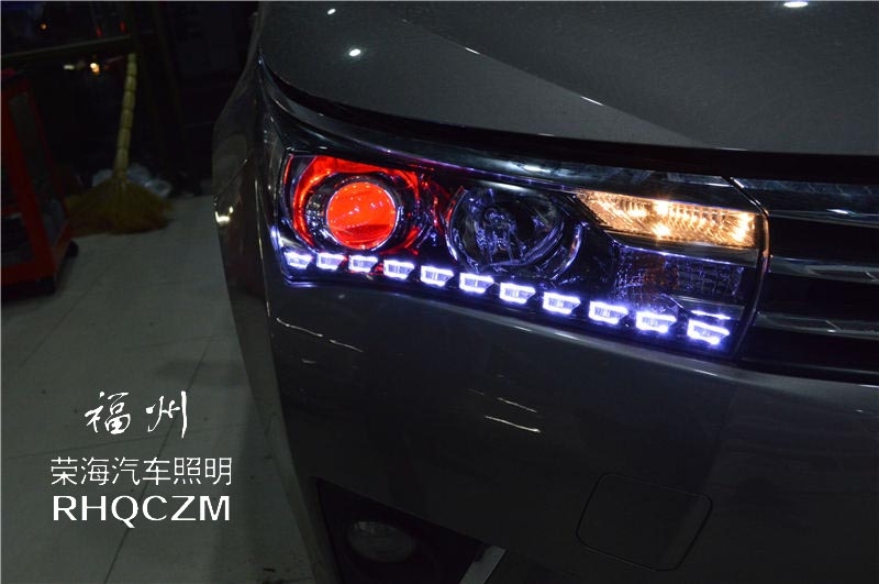 卡羅拉車燈改裝，歐司朗燈泡，海拉雙光透鏡，福州榮海照明