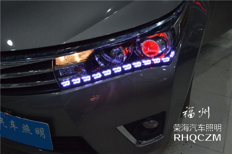 卡羅拉車燈改裝，歐司朗燈泡，海拉雙光透鏡，福州榮海照明