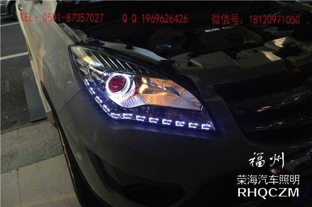 长安CS35汽车灯光改装升级，福州氙气灯改装，天使眼恶魔眼