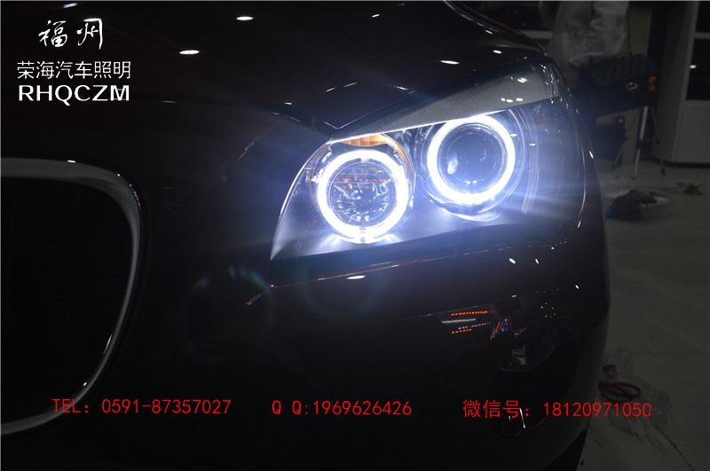 寶馬X1車燈改裝，海拉5雙光透鏡改裝，福州改大燈，天使眼惡魔眼，福州榮海照明