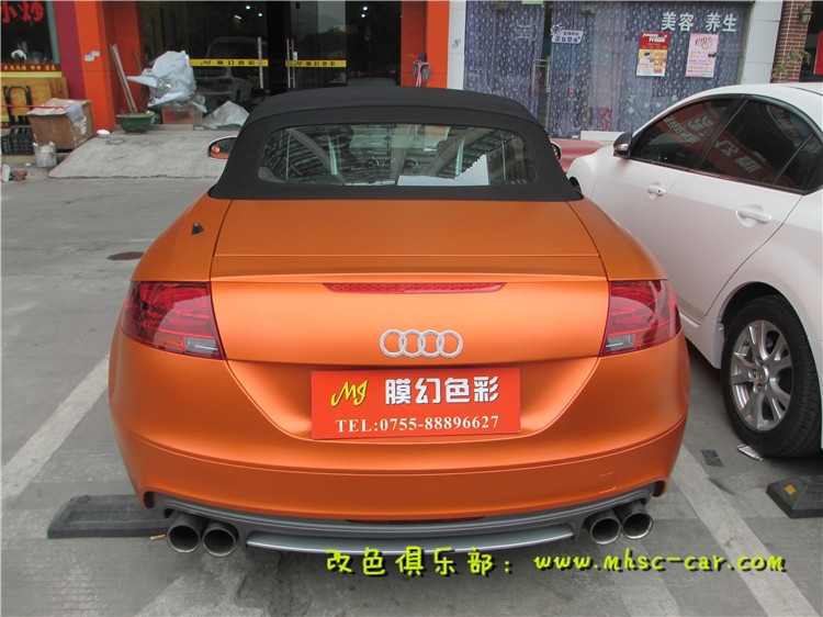 奧迪TT車身改顏色 深圳汽車改色貼膜哪里好 車衣裳膜幻色彩