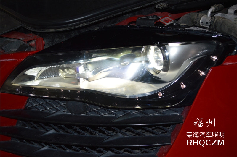 奧迪R8車燈改裝升級(jí)，福州氙氣燈改裝，天使眼惡魔眼淚眼改裝