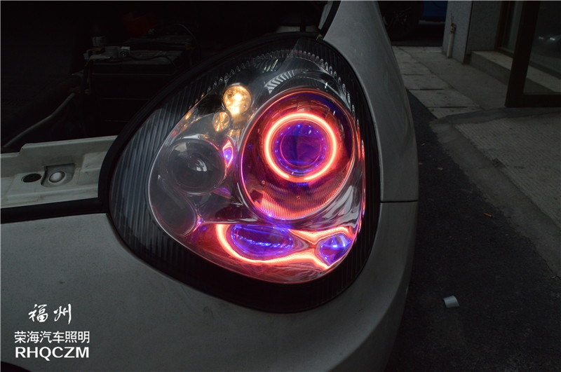 福州專業(yè)改燈店 吉利熊貓升級(jí)美標(biāo)Q5雙光透鏡 福州榮海汽車照明