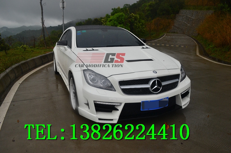 奔馳CLS300 350 AMG級W218改裝GSC寬體大包圍排氣管碳纖維機蓋