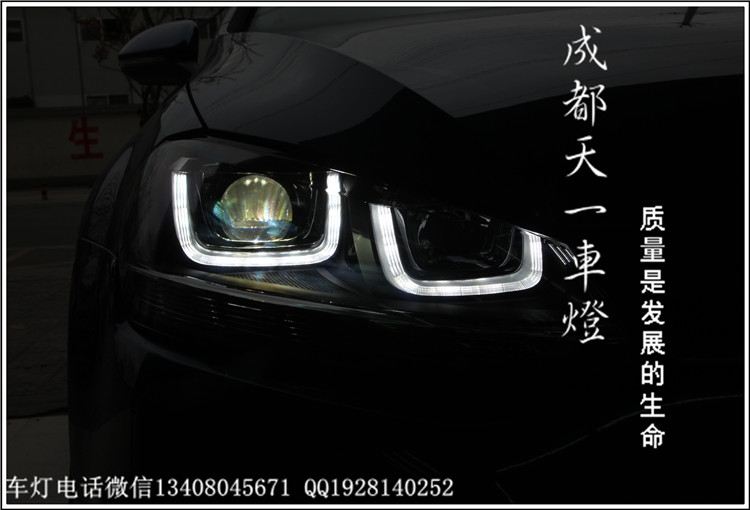成都高爾夫7車燈改裝氙氣燈雙光透鏡|成都天一車燈