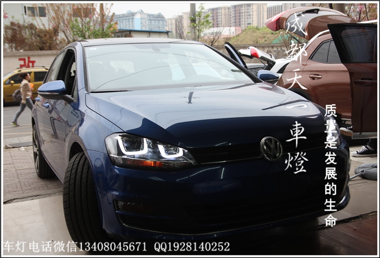 成都高爾夫7車燈改裝氙氣燈雙光透鏡|成都天一車燈