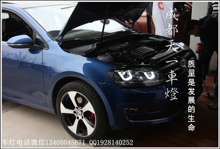 成都高爾夫7車燈改裝氙氣燈雙光透鏡|成都天一車燈