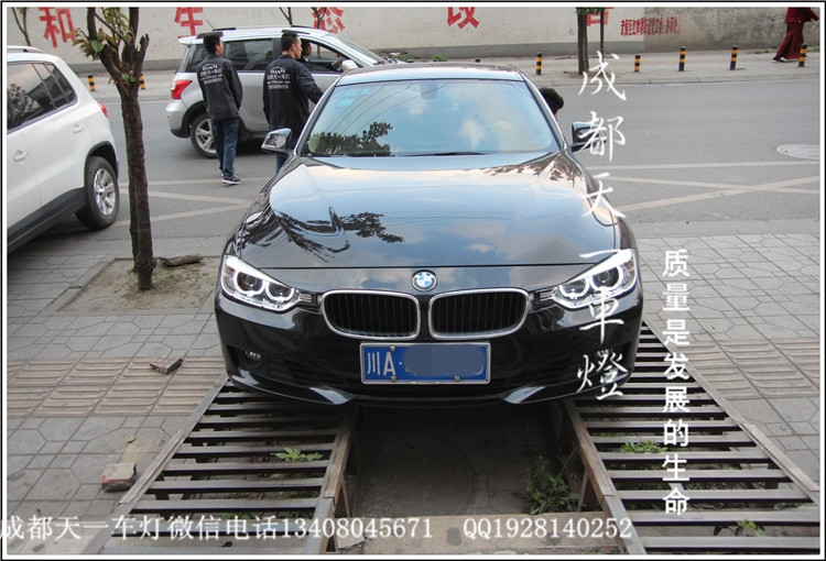 成都寶馬新3系車燈改裝升級LED天使眼燈眉