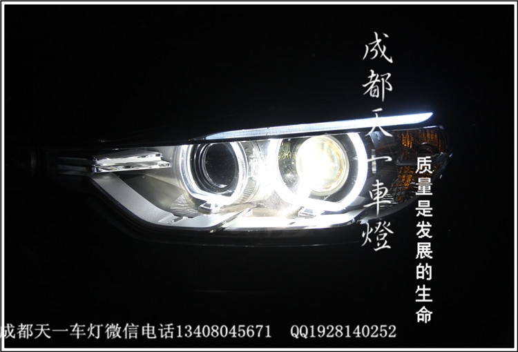 成都寶馬新3系車燈改裝升級LED天使眼燈眉
