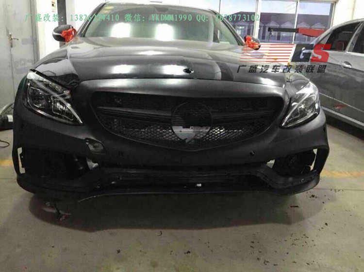 14奔馳C級(jí)C260 C200 C180 W205改裝AMG大包圍前杠中網(wǎng)尾翼排氣管