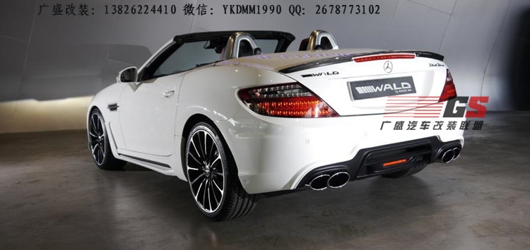 奔馳SLK200 SLK300 R172改裝WALD大包圍碳纖維尾翼后唇排氣管