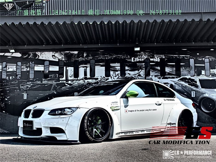 寶馬E92 M3改裝lb-performance寬體包圍碳纖維前唇尾翼輪眉葉子板