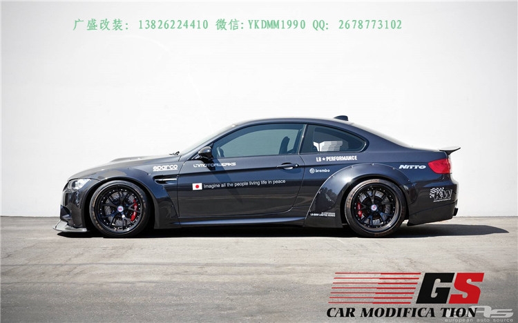 寶馬E92 M3改裝lb-performance寬體包圍碳纖維前唇尾翼輪眉葉子板