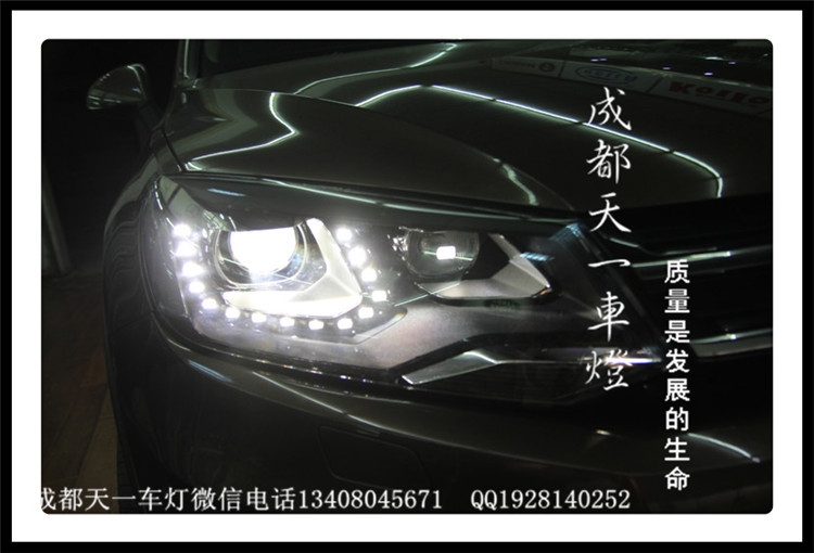 車燈大眾途銳改燈|成都途銳改裝高配LED日行燈