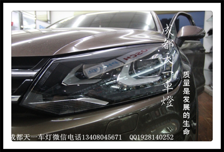 車燈大眾途銳改燈|成都途銳改裝高配LED日行燈