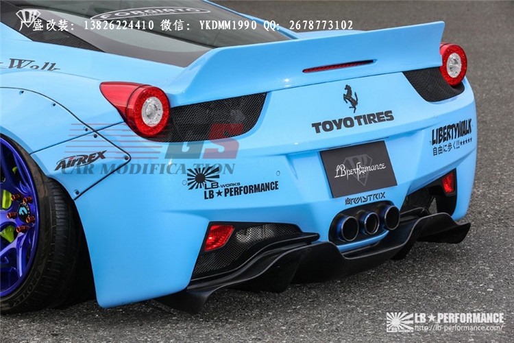 法拉利458改裝LB FERRARI寬體包圍 碳纖維尾翼前唇后唇 IPE排氣管