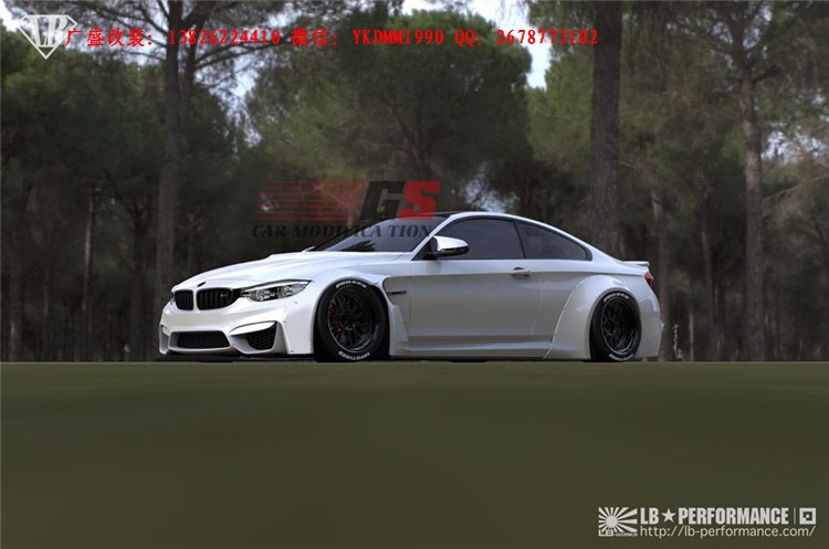 寶馬4系M4 F32 F33 F36改裝LB-Performance寬體包圍碳纖維前后唇